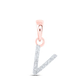0.03CTW-DIA NK INITIAL "V" PENDANT